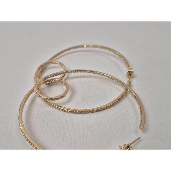 LANA Flawless Thin 14K Gold Hoop Earrings with Diamonds 55mm $5500+ - Picture 8 of 8